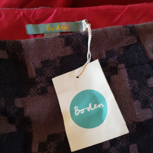 NWT Women's size 12 BODEN Houndstooth Gray Wool blend Lined Skirt - Picture 2 of 7